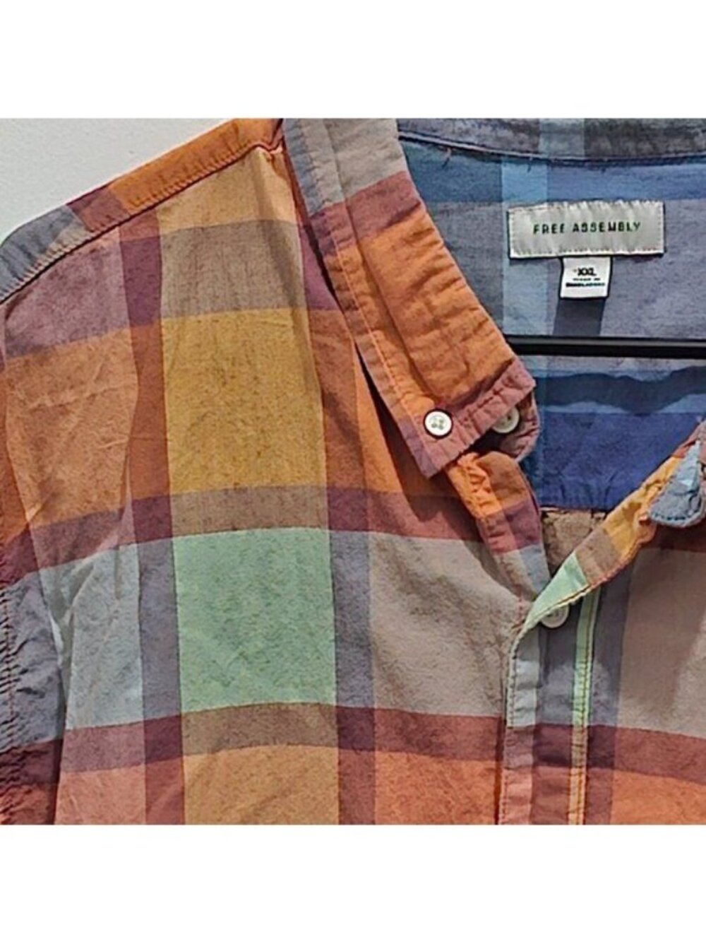 Free Assembly Casual Short Sleeve Button Shirt - Plaid - XXL - Picture 7 of 10
